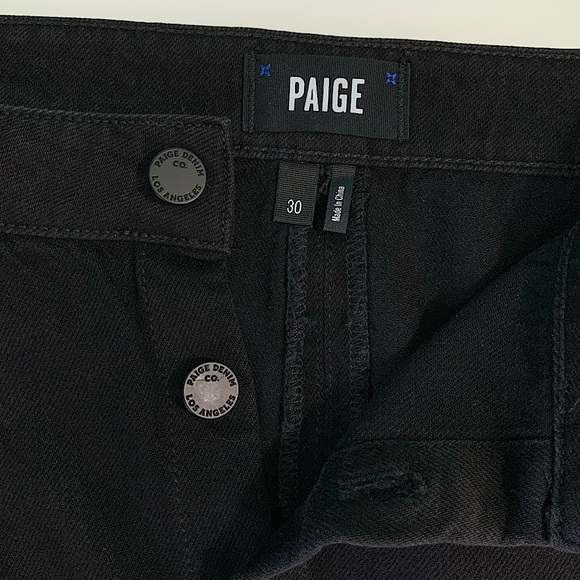 Paige Scalloped Button Front Francesca Denim Mini Skirt Size 30 in Black‎ - Picture 4 of 7